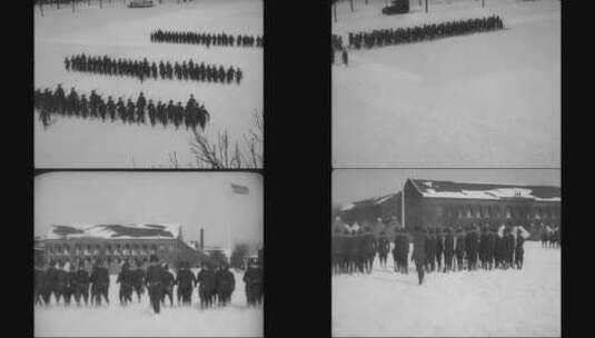 电影片段走在雪地上的士兵高清在线视频素材下载