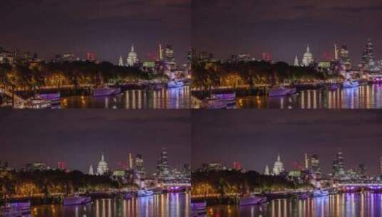 滑铁卢大桥夜景延时高清在线视频素材下载