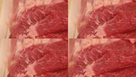 一块红色猪肉高清在线视频素材下载