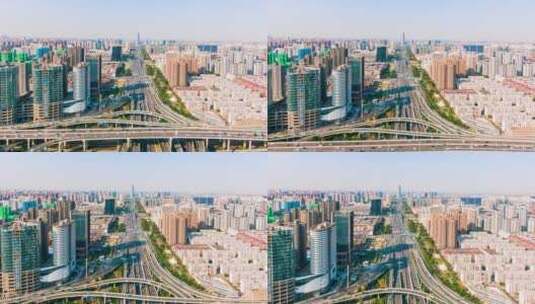 航拍河南郑州中州大道立交桥交通高清在线视频素材下载