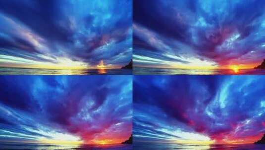 海洋上空多云的日落天空高清在线视频素材下载