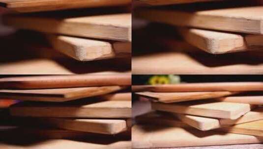 【镜头合集】各种木质的菜板案板高清在线视频素材下载