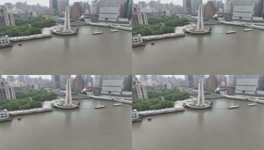 上海解封外滩航拍高清在线视频素材下载