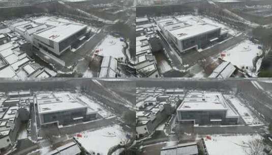 4k航拍南京城墙博物馆雪景高清在线视频素材下载