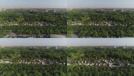 上海绿化公园城市公园绿化房车基地航拍4K高清在线视频素材下载
