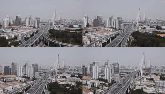 杨浦大桥延时航拍高清在线视频素材下载