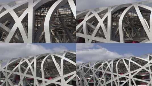 推出镜头北京鸟巢钢架结构特写高清在线视频素材下载