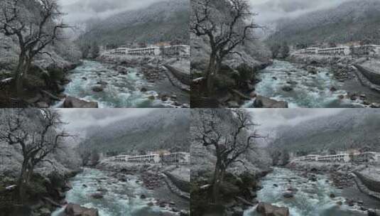 西藏察隅县雪山河流航拍高清在线视频素材下载