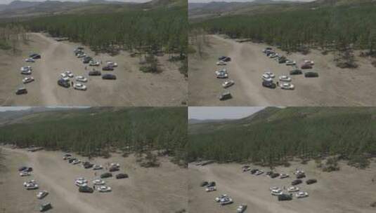 露营山谷里停放的车辆dlog-2高清在线视频素材下载