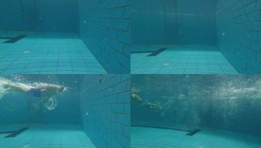 游泳的人脚蹬墙面再游走高清在线视频素材下载