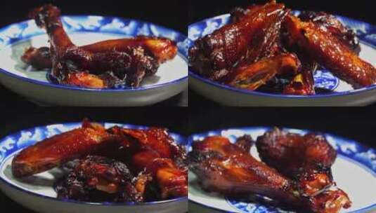 中式菜肴美食风干鸡翅高清在线视频素材下载