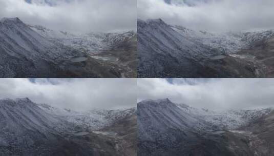 冬天西藏雪山风光无人机航拍素材高清在线视频素材下载