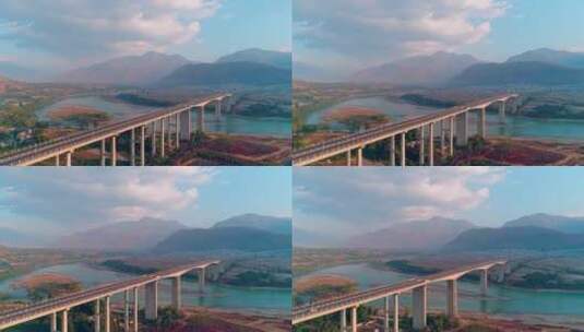 航拍保山潞江坝潞江大桥高清在线视频素材下载
