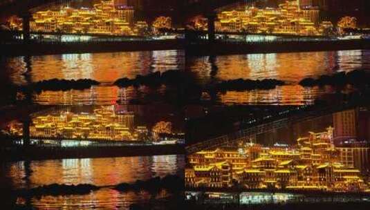4K重庆洪崖洞江景夜景实拍素材2高清在线视频素材下载