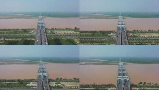 4K航拍河南郑州刘江黄河大桥高清在线视频素材下载