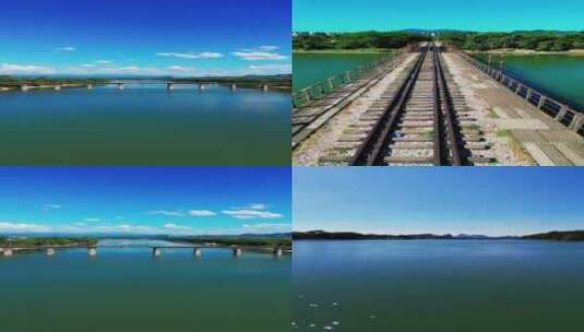桂林漓江桂海铁路桥航拍高清在线视频素材下载