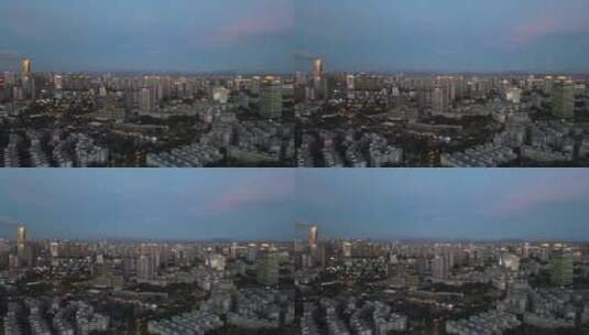 宁波海曙区商业中心日转夜景4K航拍高清在线视频素材下载
