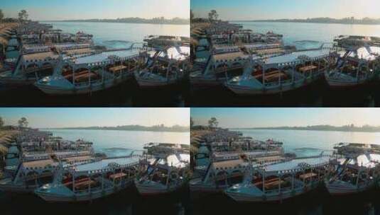 卢克索的尼罗河帆船码头高清在线视频素材下载