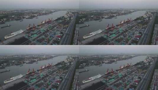 上海集装箱码头 上港集团4K航拍原素材高清在线视频素材下载