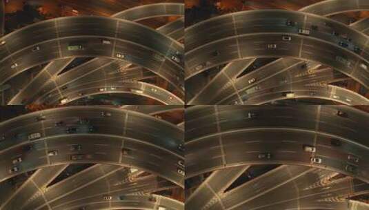 4K航拍上海南浦大桥黄桥面车辆穿梭夜景透视高清在线视频素材下载