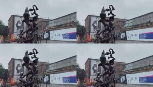 北京798艺术街区，艺术雕塑、涂鸦建筑高清在线视频素材下载