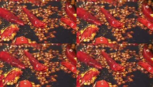 重庆美食视频素材：沸腾的红汤火锅高清在线视频素材下载