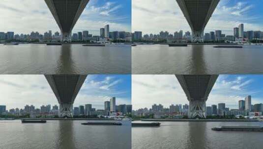 最新原创-上海卢浦大桥航拍上海世博文化园高清在线视频素材下载