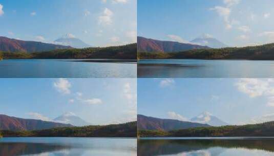 湖面与火山高清在线视频素材下载