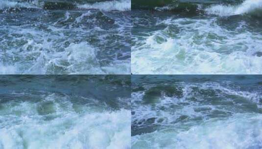 海浪拍打岩石 海水浪花高清在线视频素材下载