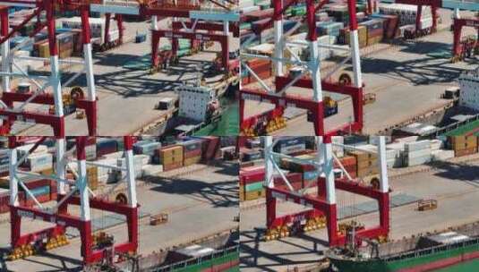 威海港口集装箱码头运输高清在线视频素材下载