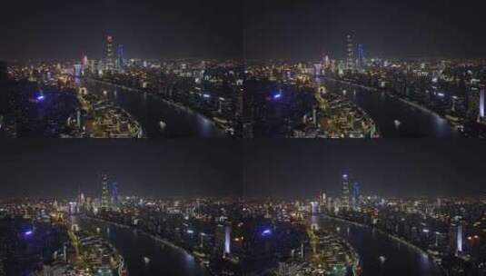 上海城市高架城市天际线夜景航拍高清在线视频素材下载