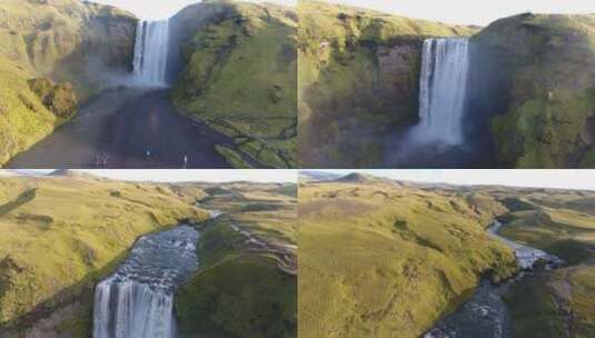 斯科加瀑布瀑布在冰岛高清在线视频素材下载
