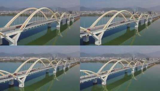 广东潮州金山大桥航拍4K视频高清在线视频素材下载