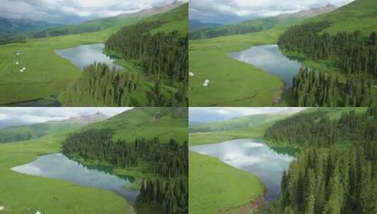 新疆唐布拉仙女湖航拍高清在线视频素材下载