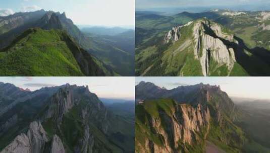 无人机航拍高耸的山峰 视频合集高清在线视频素材下载