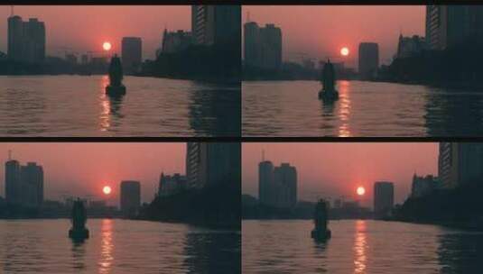 横渡广州珠江日落黄昏美景 4k高清在线视频素材下载