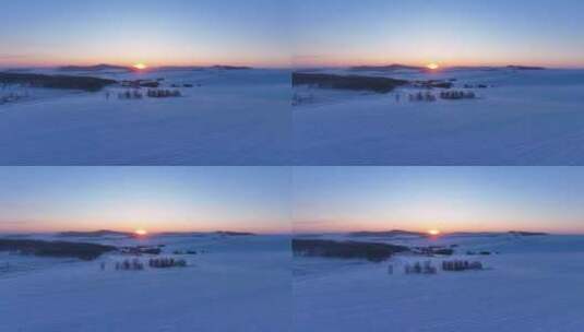 航拍内蒙古雪域雪原暮色高清在线视频素材下载