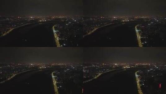 泉州江滨两岸市区夜景航拍晋江大景航拍夜景高清在线视频素材下载