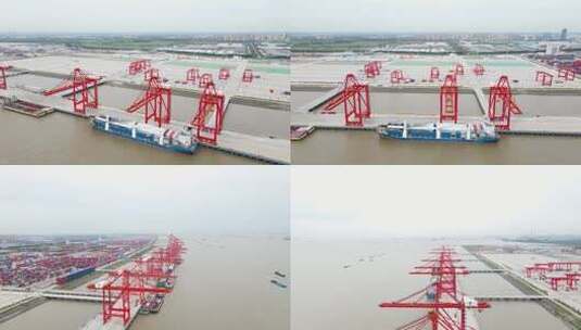 6243 港口 船 长江 货运 塔吊高清在线视频素材下载