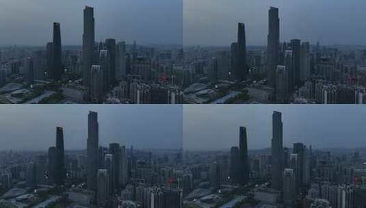 雨后傍晚航拍珠江新城高清在线视频素材下载