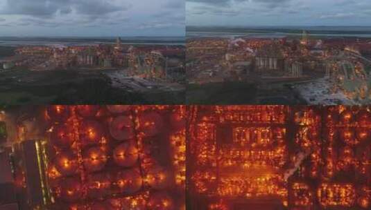化工厂环境污染能源化工夜晚夜景高清在线视频素材下载