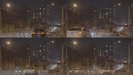 夜景街道 夜景车流 北京国贸高清在线视频素材下载