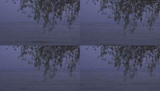 傍晚水面柳树伤感情绪空镜高清在线视频素材下载