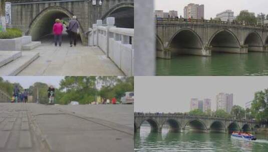 河边老人散步高清在线视频素材下载