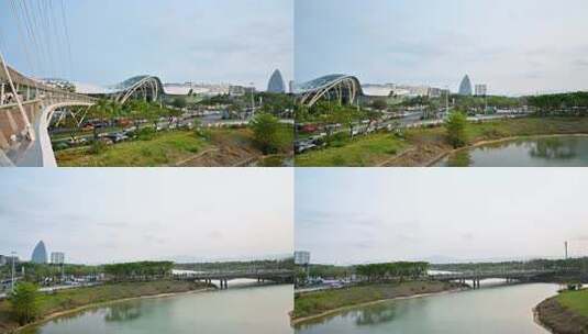 海南省三亚市三亚国际免税城廊桥风景高清在线视频素材下载