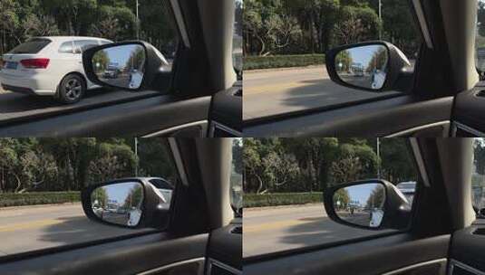 4K高清实拍后视镜和后视镜里面的车流高清在线视频素材下载