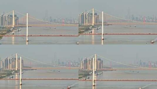 武汉长江六桥同框高清在线视频素材下载