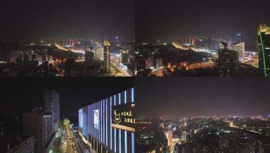 武汉光谷广场夜景航拍高清在线视频素材下载