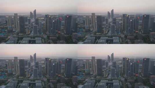 4k  航拍黄昏下的南京城市建筑景观高清在线视频素材下载