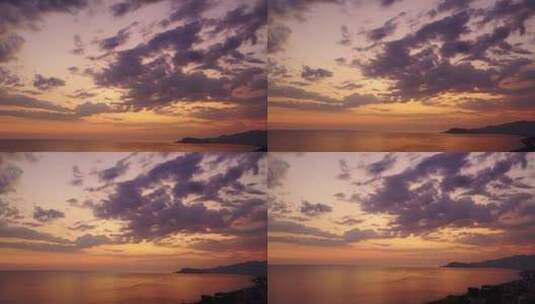日落时分海边城市的美景高清在线视频素材下载